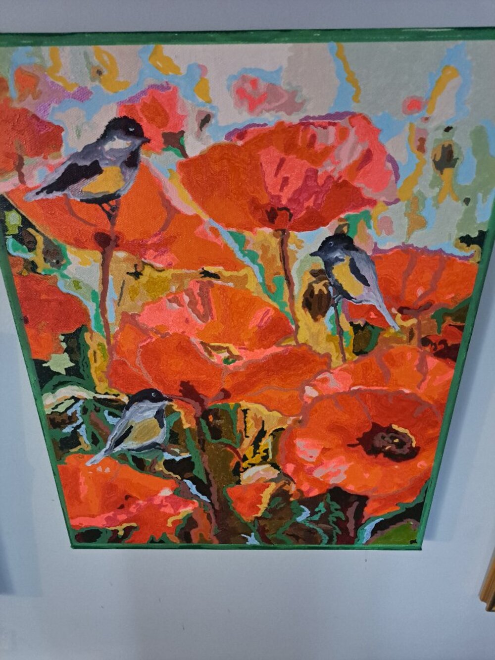 Poppies and birds